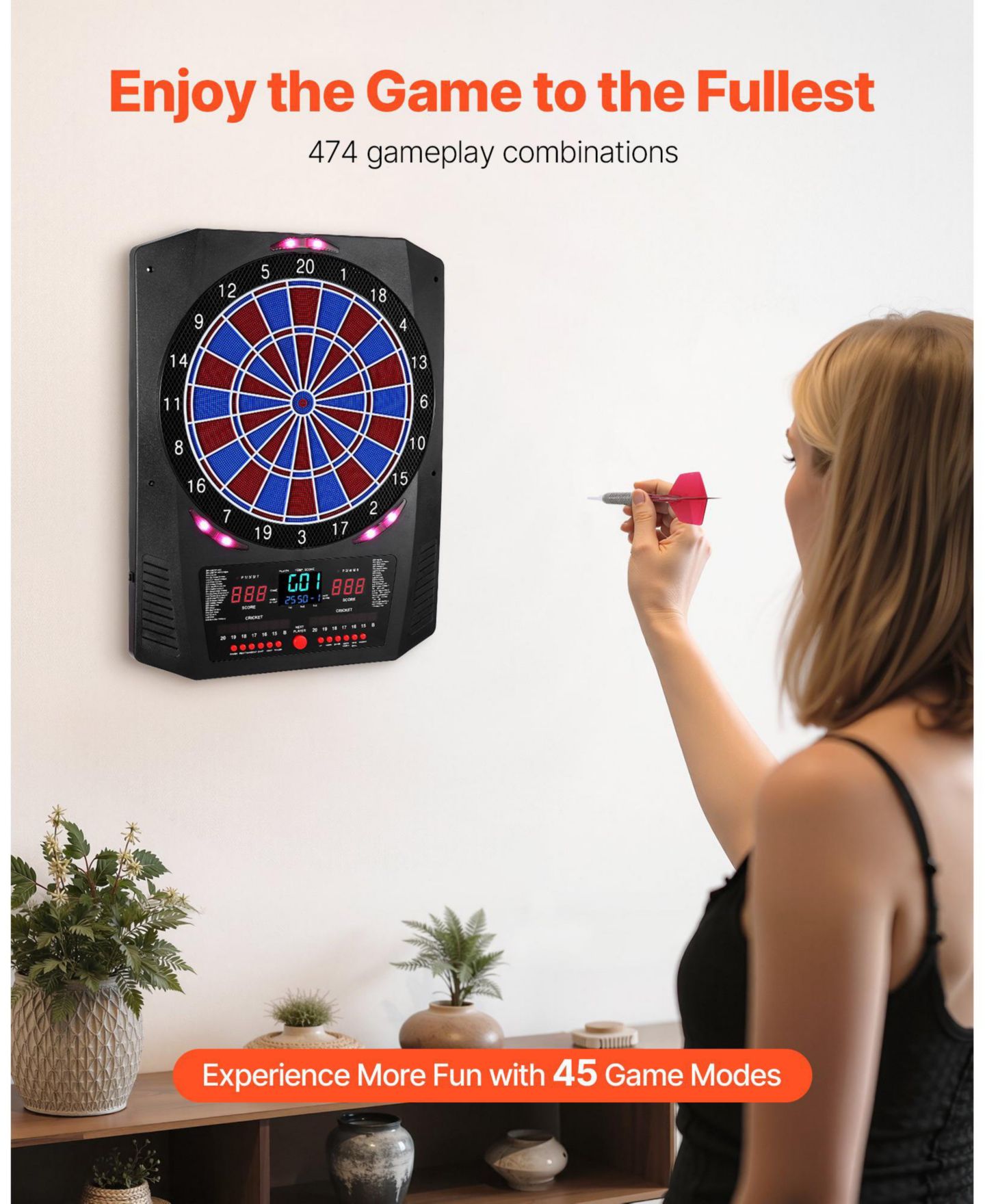 Детская игрушка Mecale Electronic Soft Tip Dartboard with 45 Games, Ages 12+, цвет: Чёрный — фото 4