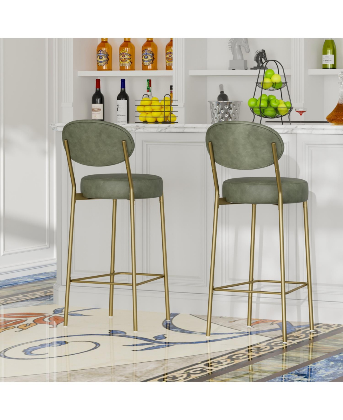 Streamdale Furniture 29" Faux Leather Bar Stools - Set of 2