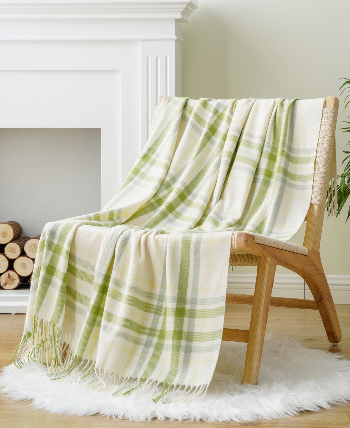 Happycare Textiles Yarn-Dyed Woven Plaid Fringe Throw, 60" x 50"