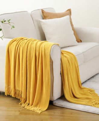 Classic Textured Ribbed Knit Throw, 50" x 60"