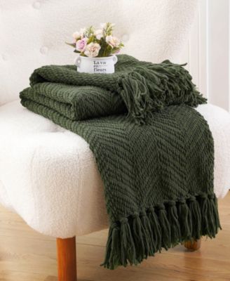 Herringbone Chenille Knit Throw, 50" x 60"