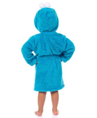 Toddler Bathrobe Cookie Monster Hooded Robe With 3D Eyes