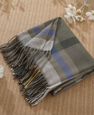 Yarn-Dyed Woven Plaid Fringe Throw, 60" x 50"