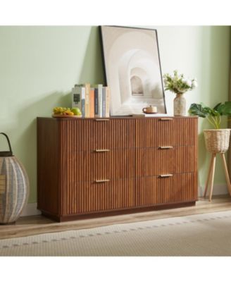 Modern 6-Drawer Dresser, Wide Chest