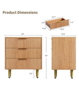 Modern Fluted Drawer Dresser Wood Chest of Drawers with Metal Handles and Legs, Storage Organizer Cabinet
