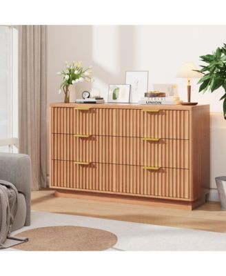 6-Drawer Modern Wood Dresser 47" Storage Chest of Drawers Cabinet for Bedroom, Living Room, Hallway