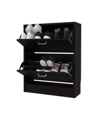 Ozzy Shoe Cabinet, 2 Tilt-Out Doors, Slim Design, Internal Supports, Modern Style, Wenge