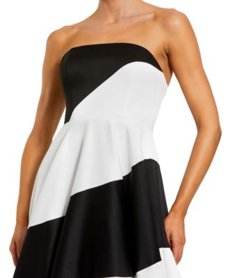 Women's Colorblock Striped Satin Strapless Ballgown