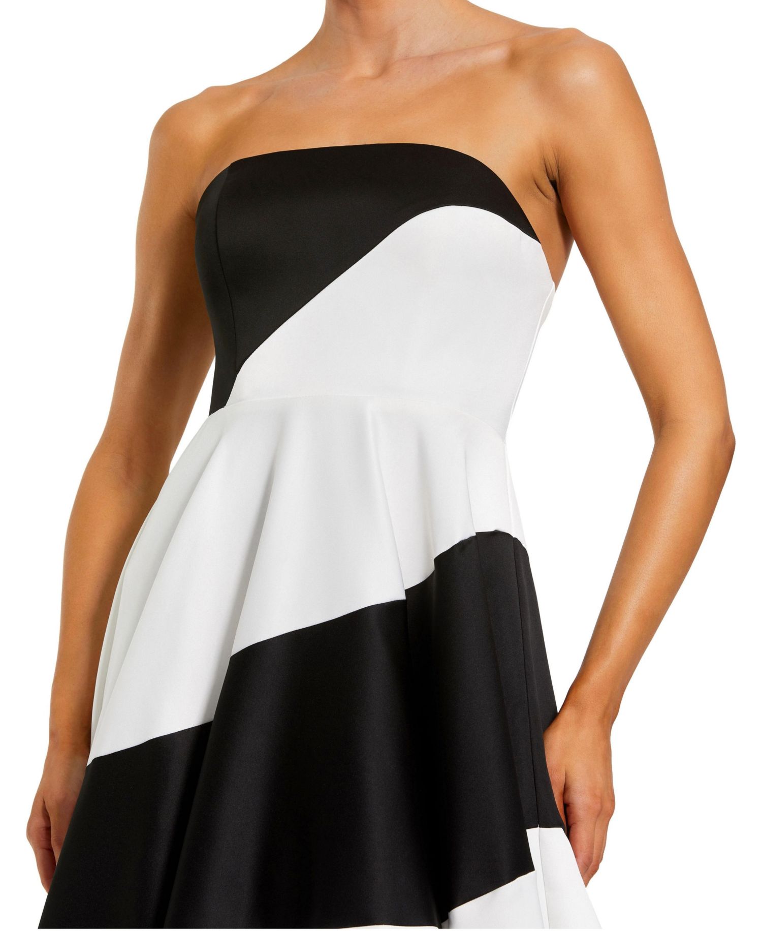 Women's Colorblock Striped Satin Strapless Ballgown