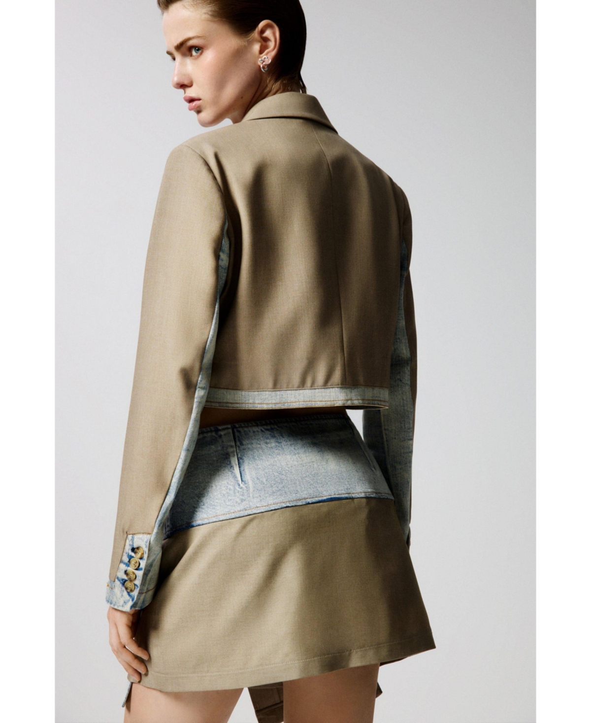 Desigual Women's Crop blazer with two materials