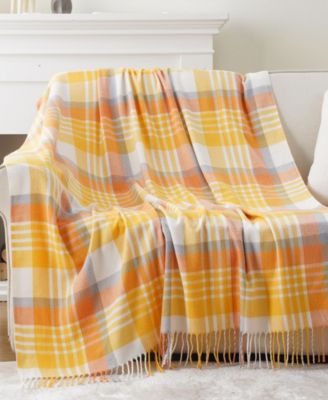 Yarn-Dyed Woven Plaid Fringe Throw, 60" x 50"