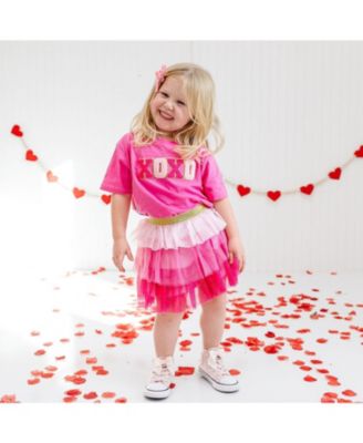 Big Girls XOXO Patch Valentine's Day Short Sleeve T-Shirt