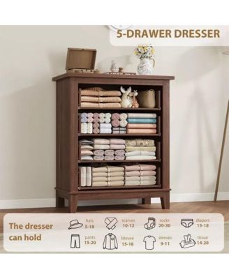 4-Drawer Brown Freestanding Vertical Dresser 34.8" Tall, Large Storage Closet Chest for Bedroom, Living Room