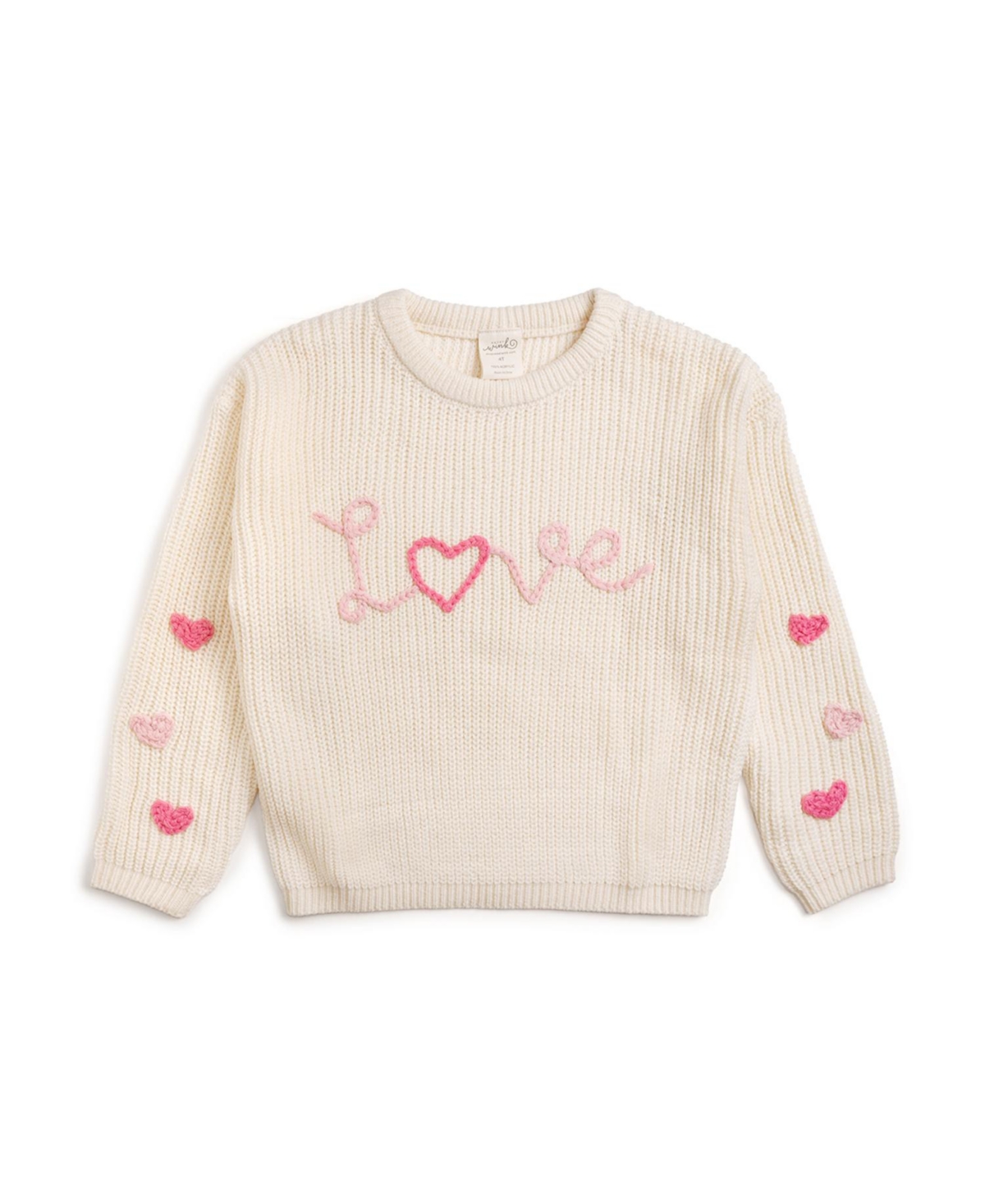 Sweet Wink Toddler Girls Ditsy Love Valentine's Day Knit Sweater