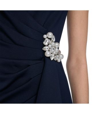 Women's V-Neck Front Drape Ball Gown