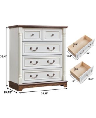  Farmhouse 5-Drawer Chest with Wooden Base