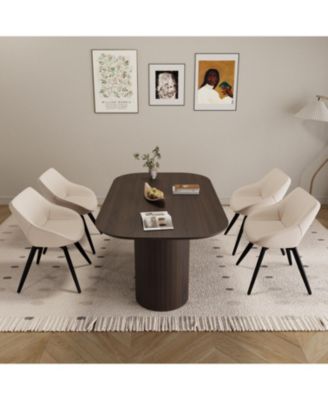 63" Dining Table & 4 Metal Leg Chairs