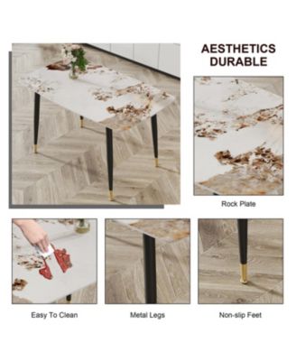 Streamdale Sintered Stone Dining Table, Black Metal Legs