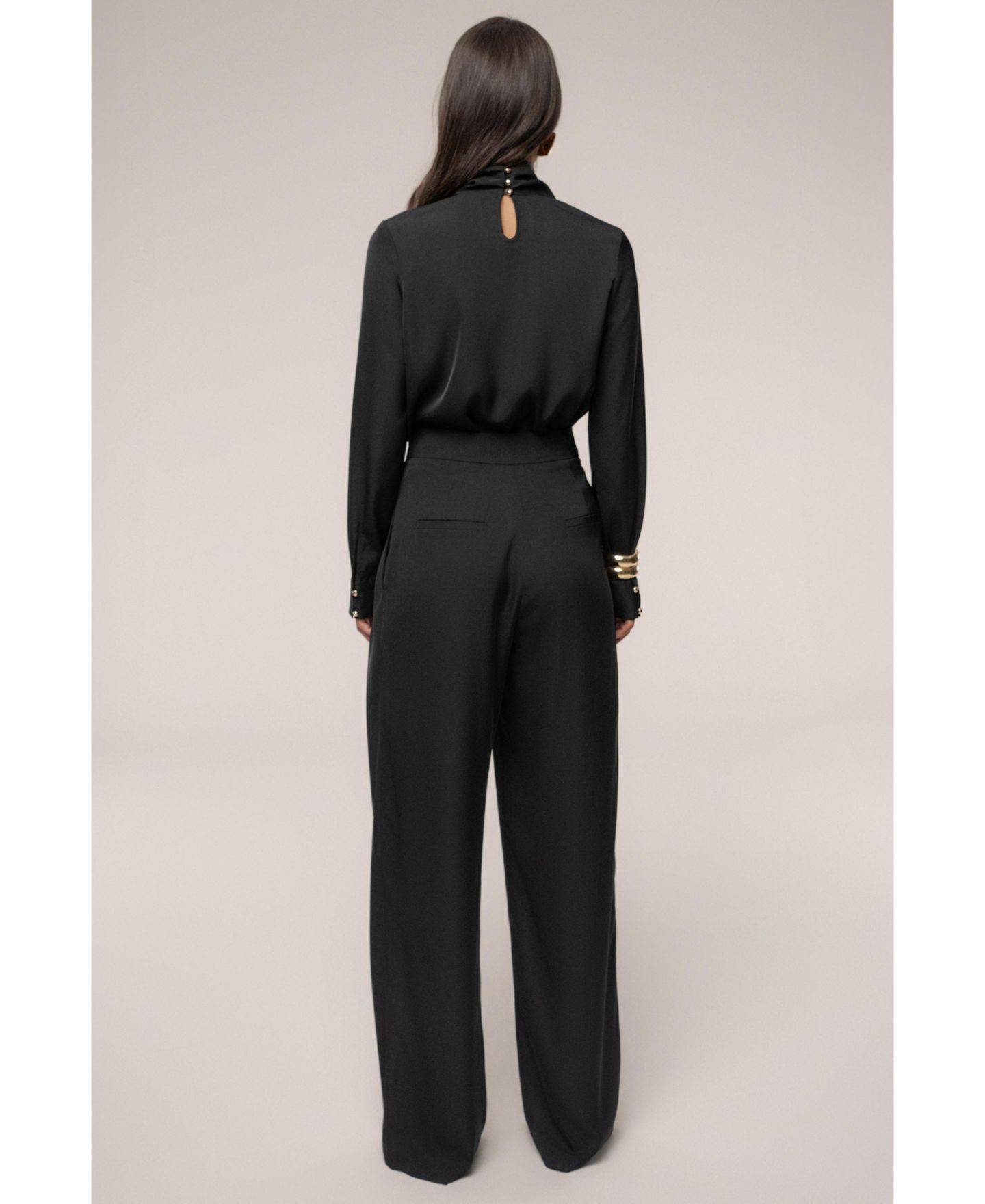 Женская блузка JLUXLABEL Alexa Satin Blouse, цвет: Чёрный — фото 6