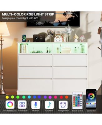 6-Drawer Modern Wide Wood Dresser, Large Chest of Drawers with Wide Top for Bedroom, Closet, Living Room, Hallway