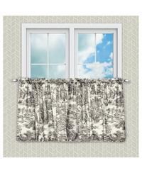 Victoria Park Toile Room Darkening Window Rod Pocket Pair Set With 2 Tiers - 2-Piece