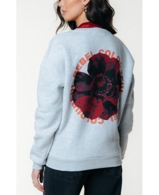 Women's CR Round Flower Dropped Shoulder Sweat