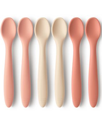 6-Pack Prep Baby Spoons, Silicone Baby Utensils for Self Feeding 6-24 Months, All Stages Baby Feeding Set, BLW Toddler Spoons