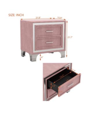 Mid-Century Velvet Nightstand, Pink