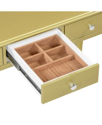 Luxury Vanity Desk with Mirror & 3 Drawers - Gold