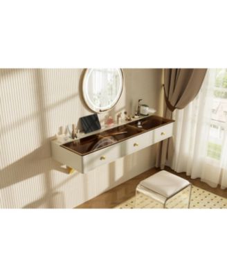 Wall-Mount Makeup Vanity Desk with Storage & Device Holder