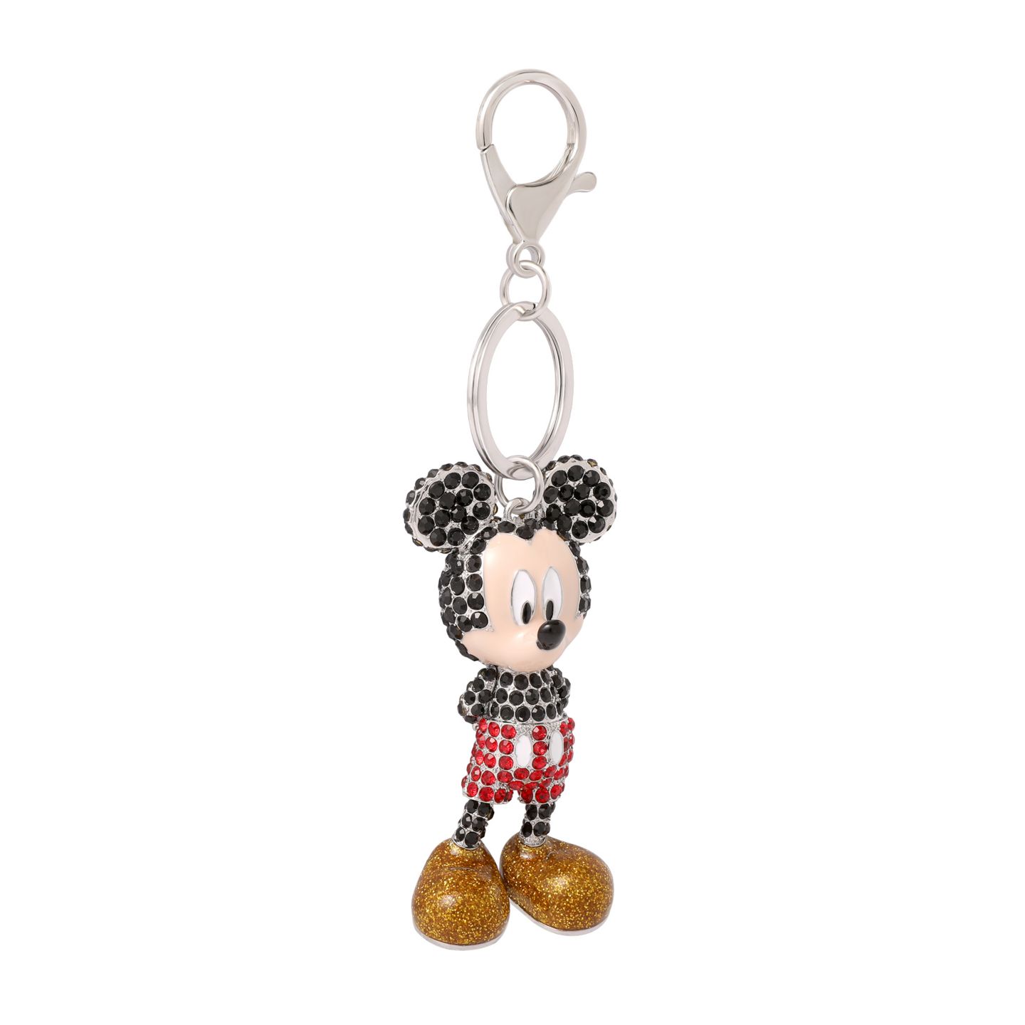 Брелок Disney Mickey Mouse Crystal Pave Bag Charm Keychain - Officially Licensed, цвет: Серебряный / Чёрный красный золотой — фото 4