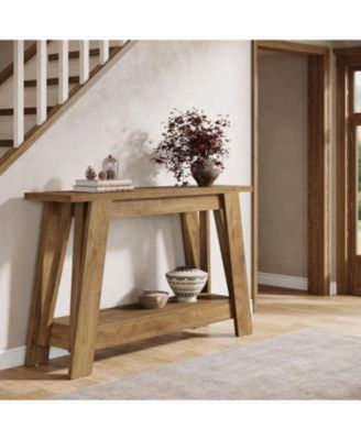 41.3" Farmhouse Console Table, 2-Tier Wooden Entryway Table