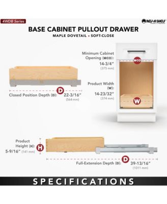 14.71" Pullout Kitchen Cabinet Drawer w/ Soft-close, 4WDB-15SC-1