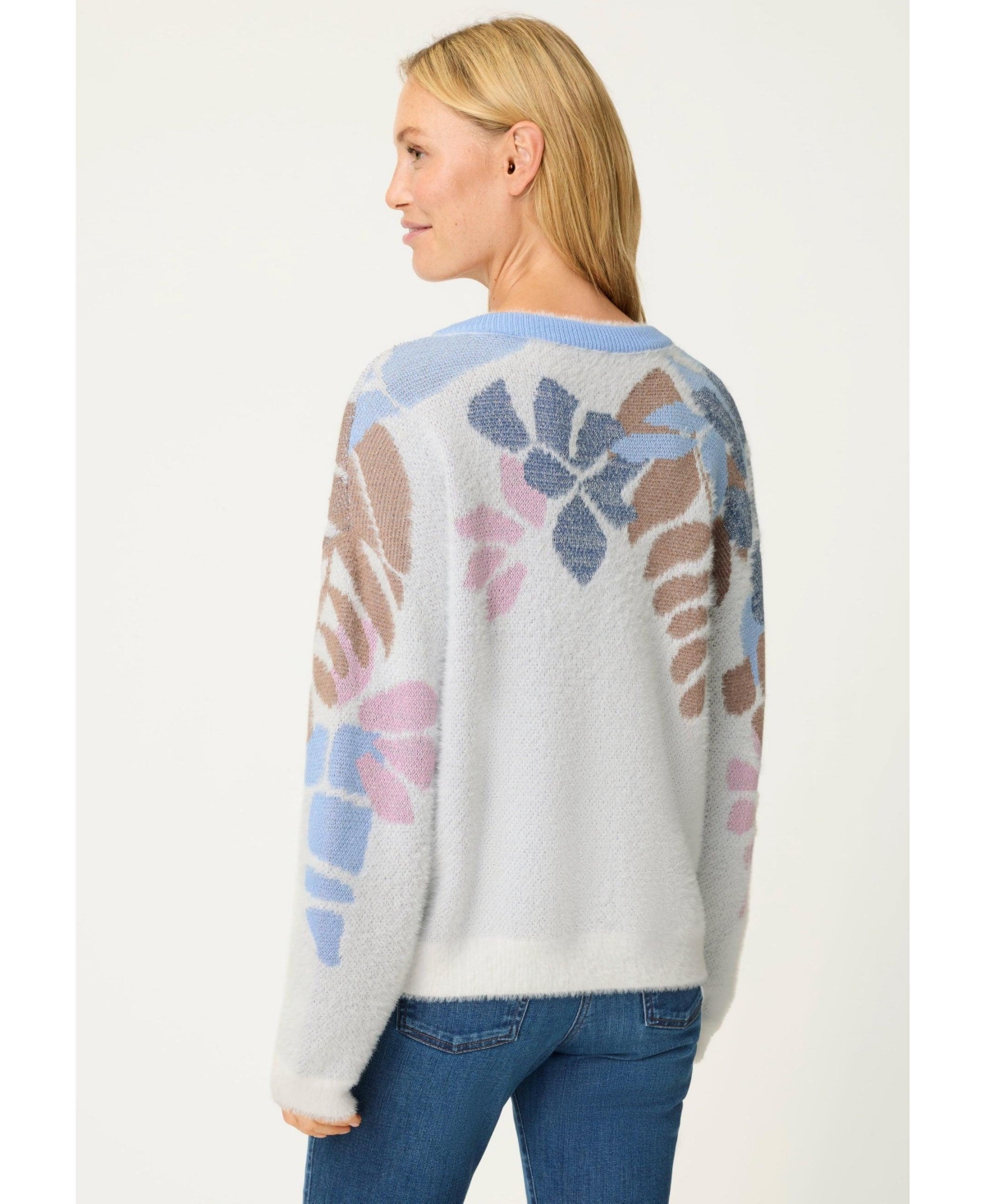Olsen Women's Floral Plush Sweater