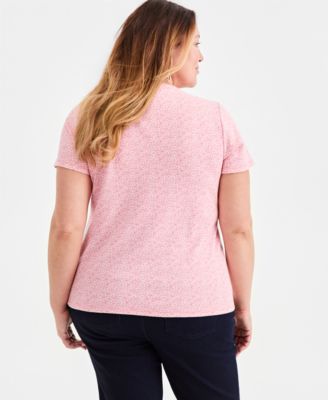 Plus Size Short-Sleeve Henley Top