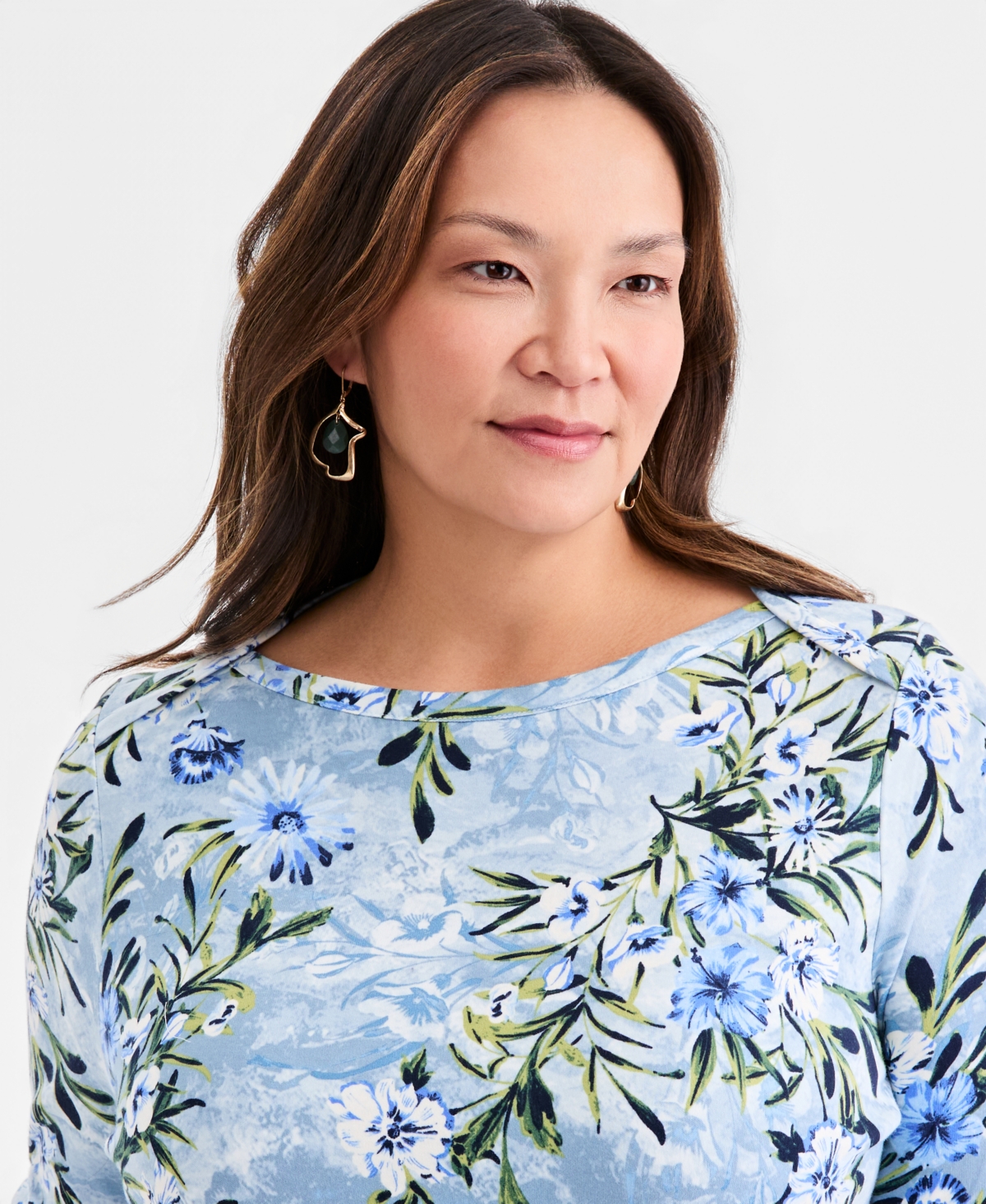 Style & Co Plus Size Pima Cotton 3/4-Sleeve Top, Exclusively at Macy's