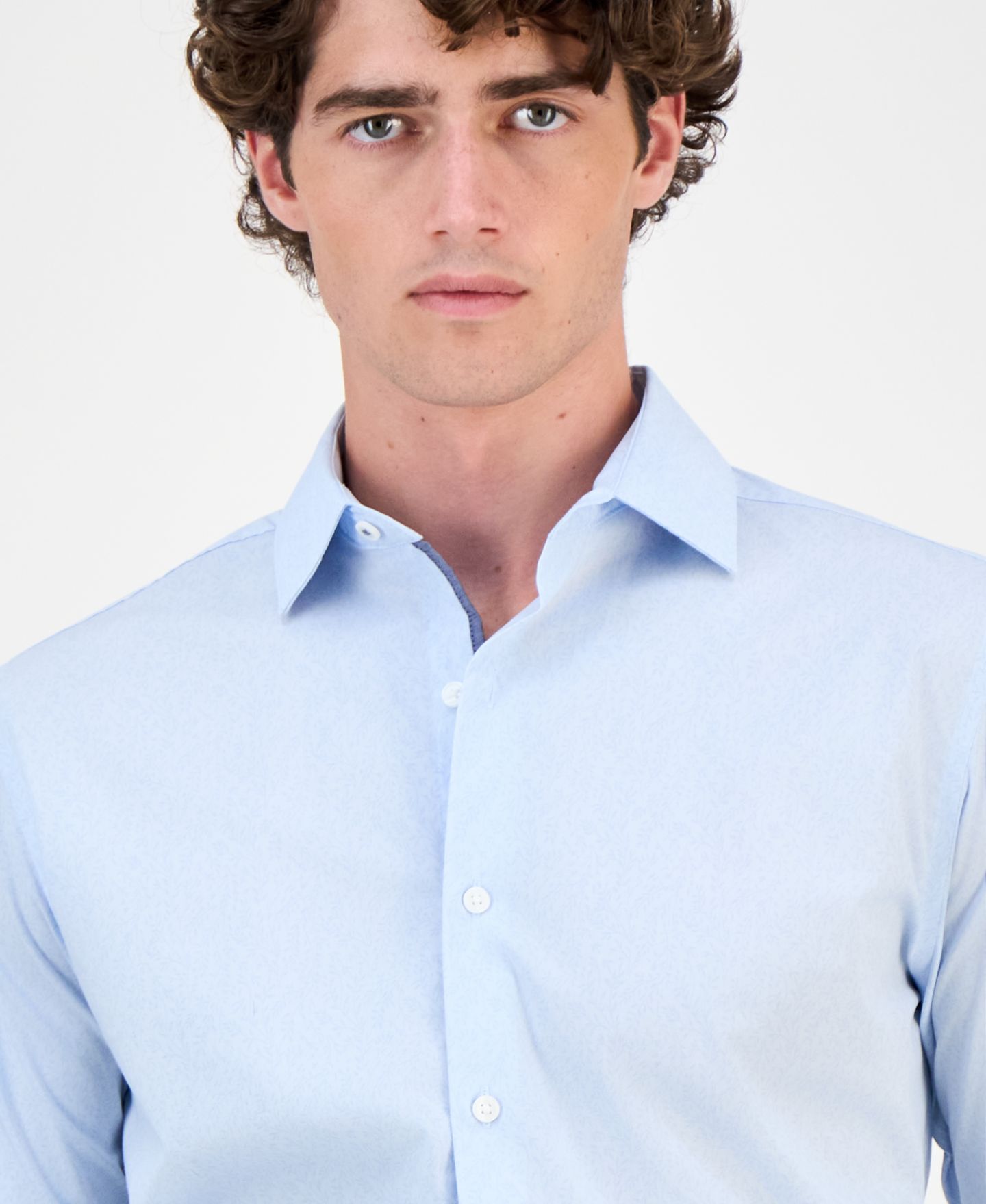 Мужская рубашка Bar III Slim-Fit Vine Print Dress Shirt, цвет: Светлый синий — фото 2