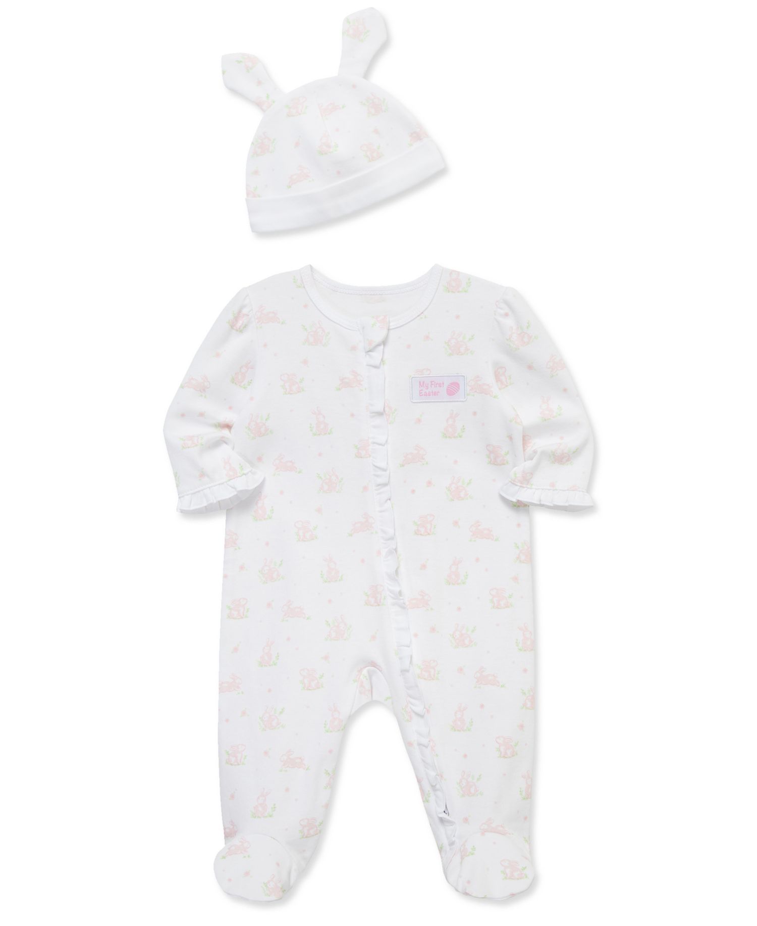 Baby Girls' My 1st Easter Round Neck Footie and Hat