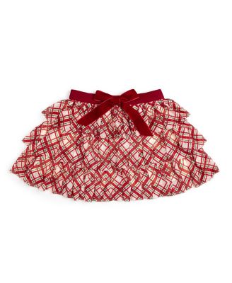 Baby Girls Christmas Plaid Bow Tiered Tutu Skirt