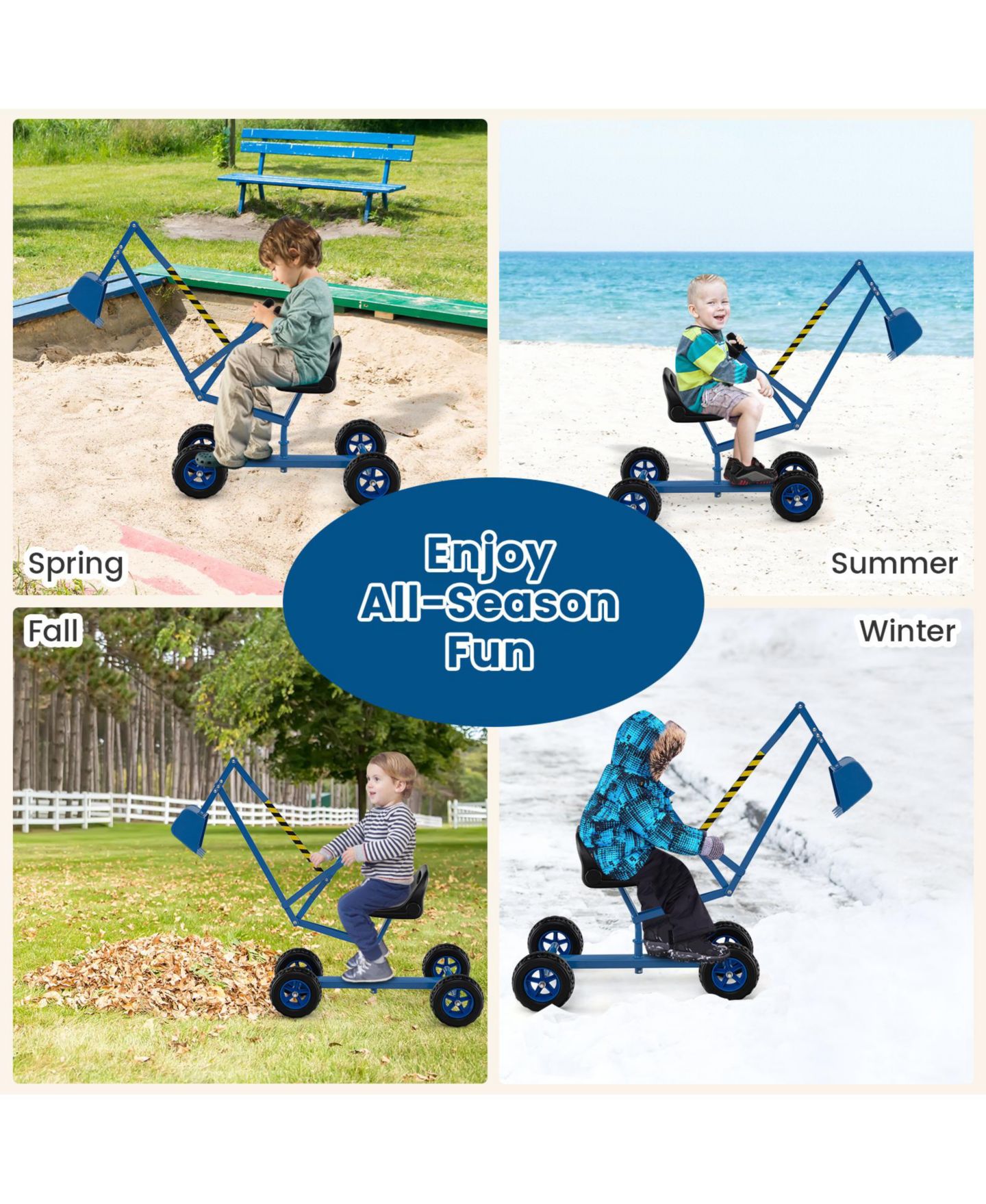 Детская игрушка HONGGE Sand Digger Ride-On Toy with Dual-Hand Controls and Metal Shovel Arm, Supports up to 110 lbs, Ages 3+, цвет: Синий — фото 10