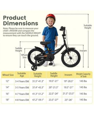 16 Inch Kids Bike with Training Wheels and Adjustable Seat