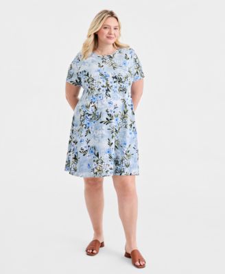 Plus Size Round-Neck Short-Sleeve T-Shirt Dress