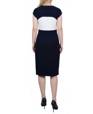 Petite 3/4 Sleeve 2 Piece Colorblocked Dress Set