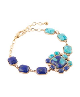 Duality Blue Lapis and Turquoise Golden Bracelet