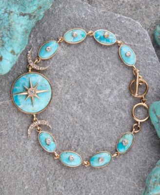Celestial Blue Turquoise Golden Link Bracelet