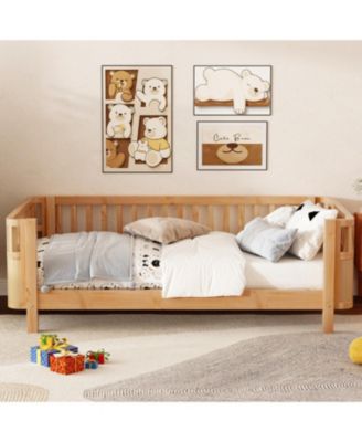 Twin Wood Platform Bed with Rails