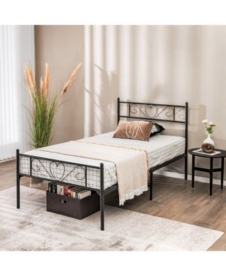 Twin XL Metal Platform Bed Frame Heavy-duty Steel Slat Support with Storage