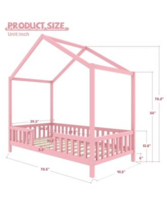 Streamdale Montessori Floor Bed with Canopy, Twin Bed Frame for Kids