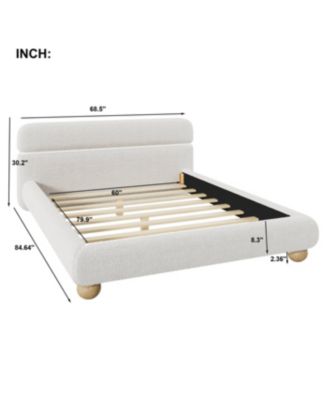 Contemporary White Teddy Fleece Upholstered Bed, Queen Size