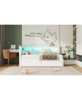 Twin Platform Bed w/ USB & LED 2 Drawers